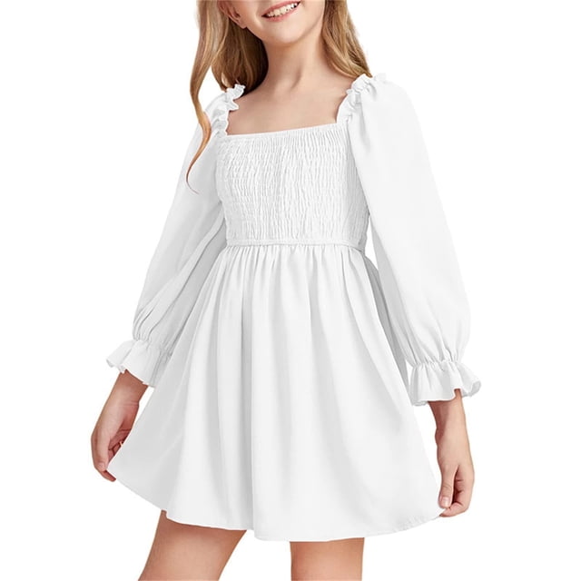 Kcodviy Robe d'Été pour Fille Nouvelle Jupe Robe Prématurée Jupe à Volants à Manches Longues Robe pour Bébé Fille Robe Taille Haute pour Robe Lavande Bébé Fille