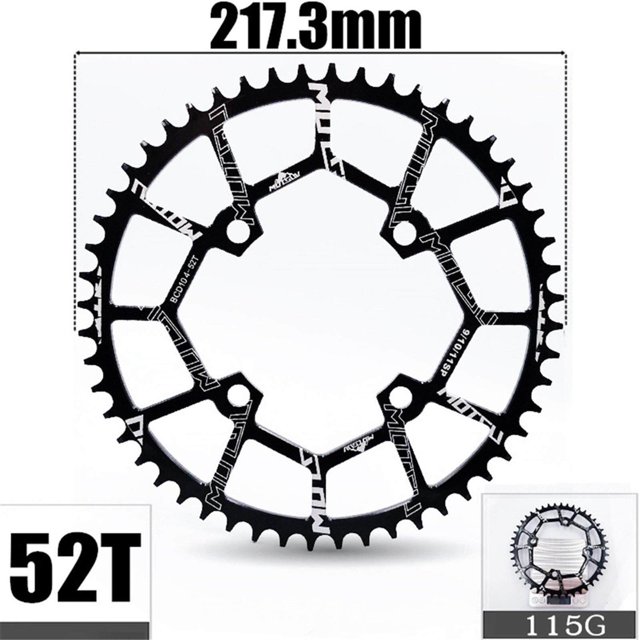 Plateau de Vélo 104BCD Roue Dentée Vélo Rond Roue Dentée Vélo Plateau de Vélo Anneau de Chaîne Simple Roue de Guidage Pièces de Vélo Rond Noir 52T