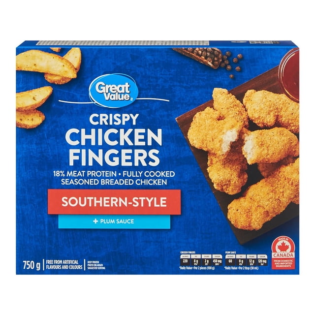 Great Value Crispy Chicken Fingers Southern-Style with Plum Sauce, 750 g