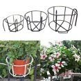 thumbnail image 3 of Neinkie Hanging Railing Planters Flower Pot Holders Plant Iron Racks Fence Metal Potted Stand Mounted Balcony Round Plant Baskets Shelf Container, 3 of 7