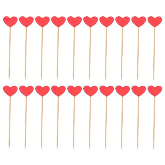 Brochettes de peuplier - 20 pièces délicatesse rouge durabilité mignon bâtons en forme de coeur, décoration de Pâques bricolage pour fête d'anniversaire mariage