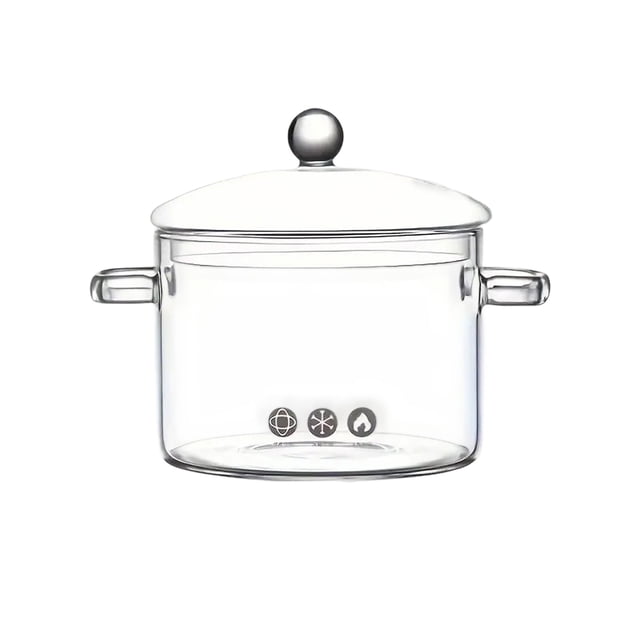 Leojiow Clear Glass Cooking Pot With Lid Stovetop Heat For Soup Stew Pasta Boiling Kitchen Cookware 17X15Cm Clear