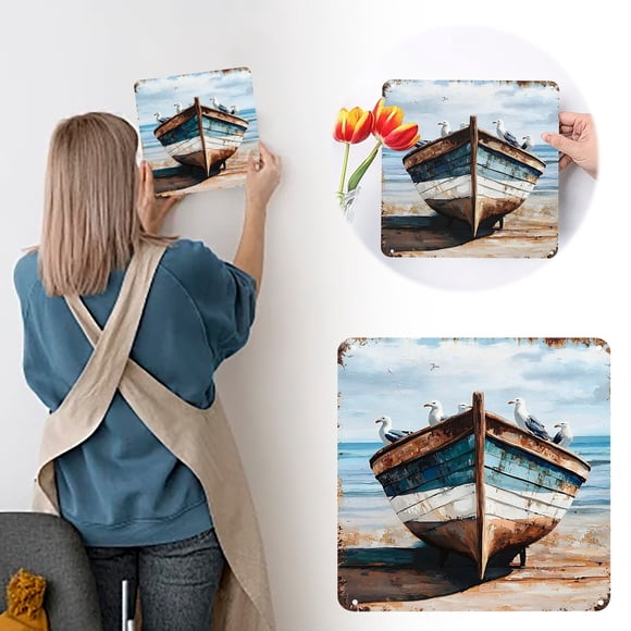 WWXYG Nautical Coastal Boat Metal Sign Beach Wall Marine Plaque Suitable Bathrooms Villas Homes Farmhouse Artwork