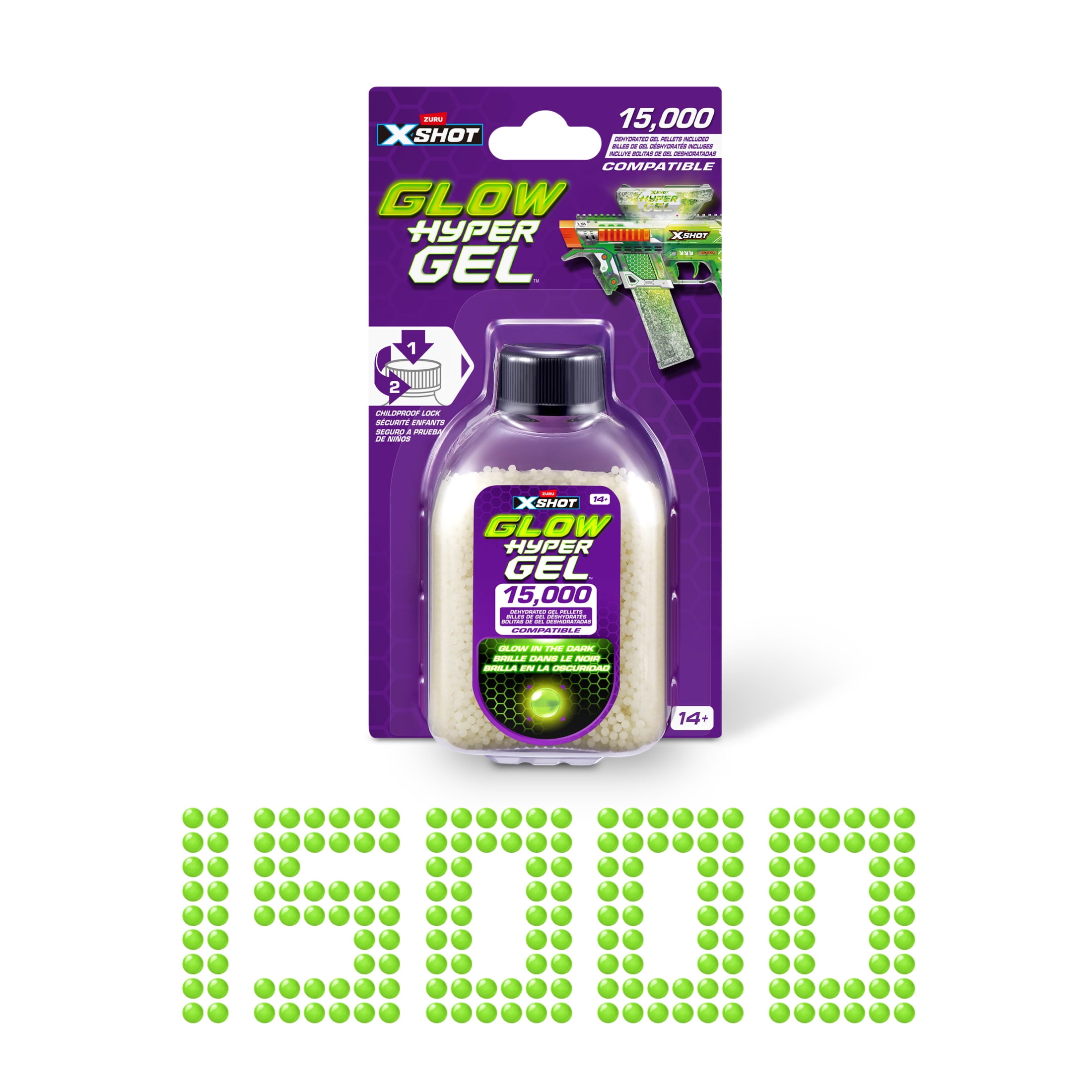XSHOT Hyper Gel Glow Pellet Refill Pack (15,000 Hyper Gel Pellets) by ZURU
