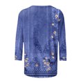 thumbnail image 5 of DPTALR T-shirt Imprimé Femme Mi-Longueur Manches 3/4 Blouse Col Rond Tops Décontractés, 5 of 5
