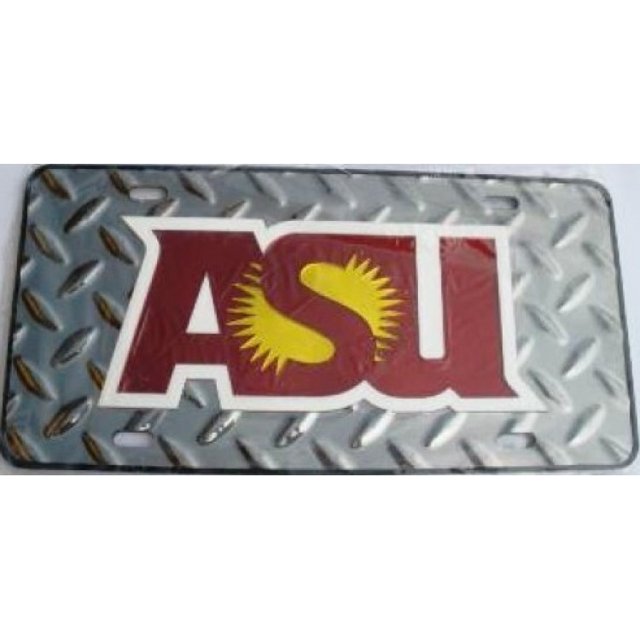 Plaque d'Immatriculation Laser Diamant Argenté Arizona State Sun Devils ASU