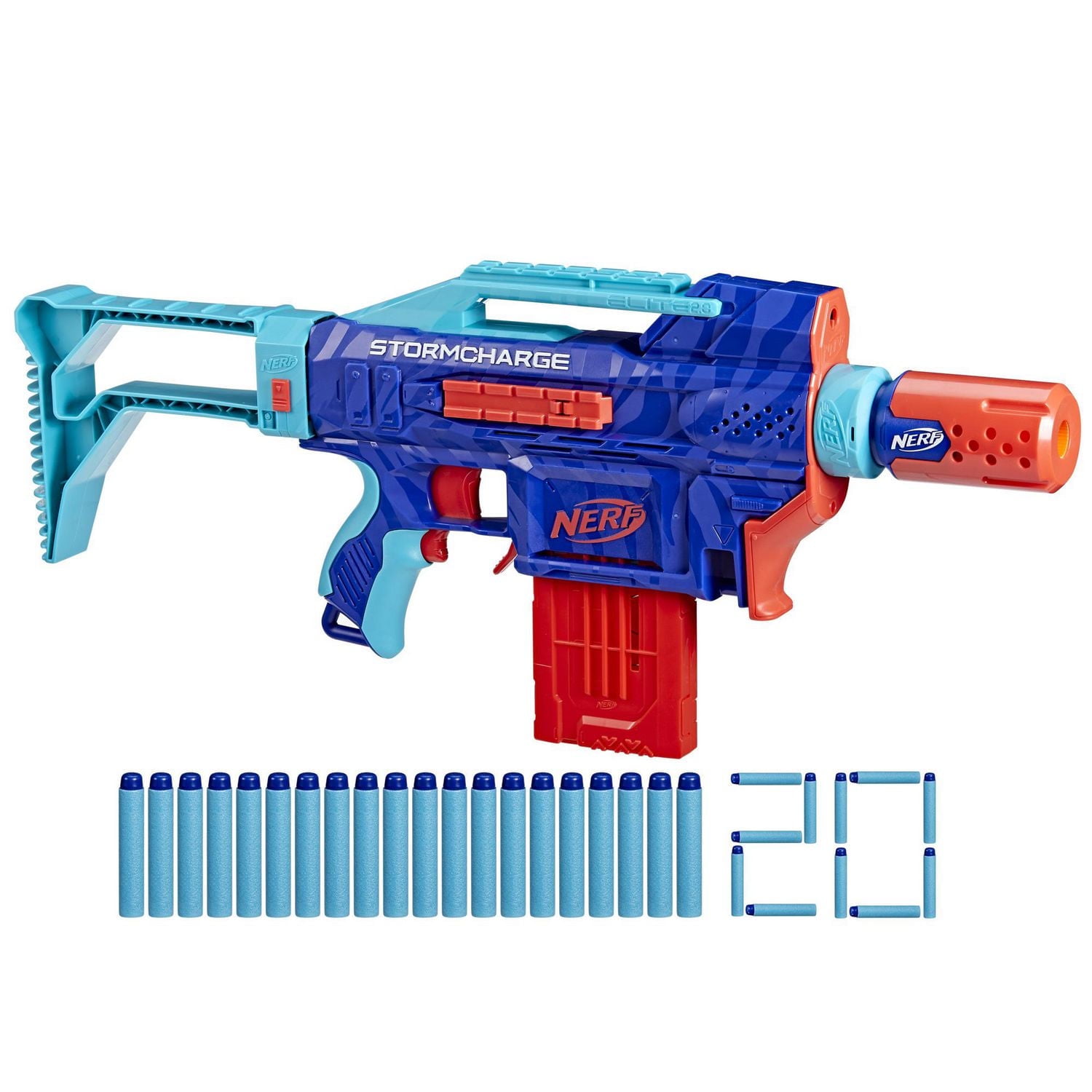 Nerf Elite 2.0 Stormcharge Motorized Blaster, 20 Nerf Elite Darts