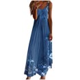 thumbnail image 2 of Ovzne Robes pour Femmes Robe d'Été Robes d'Été pour Femmes Imprimé Sans Manches Col Rond Robe Décontractée Longues Robes Robe de Vacances Imprimée Liquidation, 2 of 5