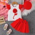 thumbnail image 2 of gdxvjhbj Ensembles Jupe pour Tout-Petits pour Filles Enfants Ensemble Jupe pour Filles Été Robe Tutu à Manches Courtes pour Tout-Petits 2 Pcs Tenues de Fête 3T 4T (Rouge, 3-4 Ans), 2 of 9
