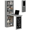 thumbnail image 1 of HOMCOM Bureau Convertible avec Tableau Noir et Étagère Table Multifonction, Gris, 1 of 10