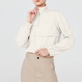 thumbnail image 2 of Timegard Hauts pour Femmes Col à Revers Fermeture Éclair Manches Longues Crop Top Cordon de Serrage Randonnée Plein Air Protection T-Shirt, 2 of 7