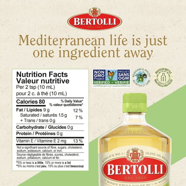 Bertolli Olive Oil, Extra Light Taste - Cold Extracted, 100