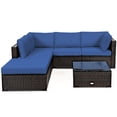 thumbnail image 4 of Patiojoy 6PCS Patio Rattan Furniture Set Outdoor Sectional Sofa Set w/Coffee Table & Ottoman Navy, 4 of 6