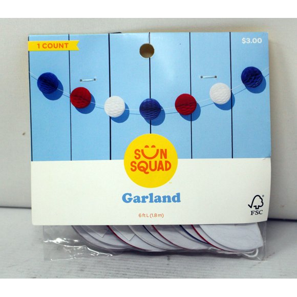 Sun Squad Guirlande Mini Nid d'Abeille Rouge/blanc/bleu 1 Unité
