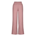 thumbnail image 4 of Pink Ladies Loose Fit Pants for Women Brunch Ruched High Leg Flare Wide Leg Straight Leg Basic Long Boot Cut Leg Fall Summer Pants 2025 Clothing Fashion S, 4 of 6