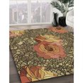 thumbnail image 3 of Ahgly Company Tapis d'Intérieur Lavable à la Machine, Carré, Transitionnel, Rouge Brun, Tapis de Zone, 4 Pieds Carré, 3 of 7