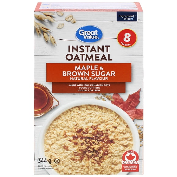 Great Value Gruau Instantané à Saveur Naturelle d'Érable & de Cassonade