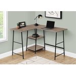 Monarch Specialties Computer Desk, Home Office, Corner, Storage Shelves, 48"l, L Shape, Work, Laptop, Metal, Laminate, Brown, Black, Contemporary, Modern