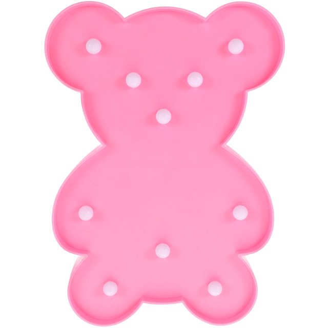 Shisuyan Pink Bear Shaped LED Night Light for Bedroom Decor with Gentle Glow and PVC Material 6.5 Inches