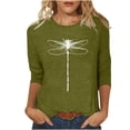 thumbnail image 1 of HKEJIAOI Femmes 3/4 Manches Tops Imprimé Floral Col Rond L Blouse d'Été, 1 of 5