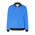 thumbnail image 5 of Veste Mode pour Femmes Décontractée à Col Montant, à Fermeture Éclair, Manteau Léger d'Automne, Vestes à Blocs de Couleur avec Poches, Bleu, TG, 5 of 5