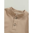 thumbnail image 2 of SUNSIOM Baby Boy 2 Piece Outfit Solid Color Button Long Sleeve Rompers and Elastic Pants Fall Clothes, 2 of 9