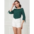 thumbnail image 2 of INSPIRE CHIC Women's Ruffled Neck Half Sleeve Sheer Summer Polka Dots Blouse Tops, 2 of 6