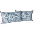 thumbnail image 1 of Light Blue Boho Throw Pillow Covers Set of 2 Monaco Rug Carpet Double Sided Pattern Cotton Soft Pillow Case Cushion Cover Pillowcase for Garden Couch Sofa Bed Decorative 12x20 inch, 1 of 5