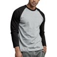 thumbnail image 4 of SLM T-Shirt Raglan de Baseball en Coton à Manches Longues pour Homme - Gris/noir - 3TG, 4 of 4