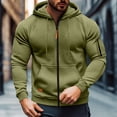 thumbnail image 1 of Men's Solid Color Cargo Hooded Jacket with Multiple Pockets, Raglan Long Sleeve, Breathable Nylon Spandex for Sports Training and Casual Outdoor Wear, 1 of 5