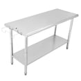 thumbnail image 3 of Table de Travail en Acier Inoxydable NSF - 60x24x35 Pouces - Tablette Inférieure Réglable, Support à Déchets Amovible, Bord Courbé, Sans Roulettes, Sans Dossier, pour Restaurant, Boulangerie et Garage, 3 of 8