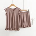 thumbnail image 1 of Blouses pour Femmes, Ensemble Deux Pièces Décontracté pour Femmes, Ample, Sans Manches, Col Rond, Assorti à Tout, Short en Dentelle, Couleur Unie, 1 of 9
