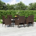 thumbnail image 1 of vidaXL 7 Piece Garden Dining Set with Cushions Brown and Black, 1 of 5