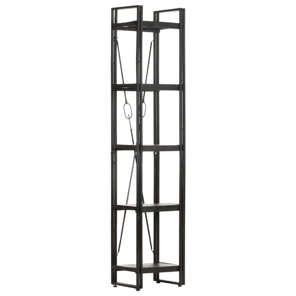 vidaXL 5-Tier Bookcase Black 40x30x180 cm Solid Mango Wood