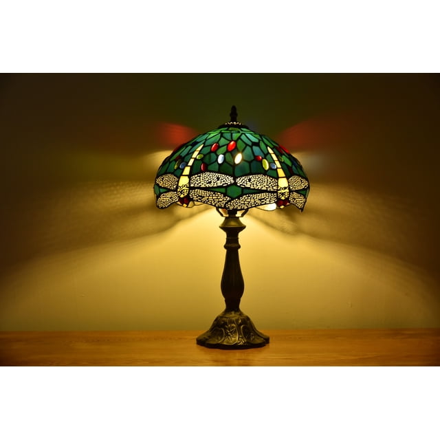 Tiffany Style Desk Lamp Table Bedside LED Lamp Bedroom Stained-Glass 18.1'' Height Multi-Color