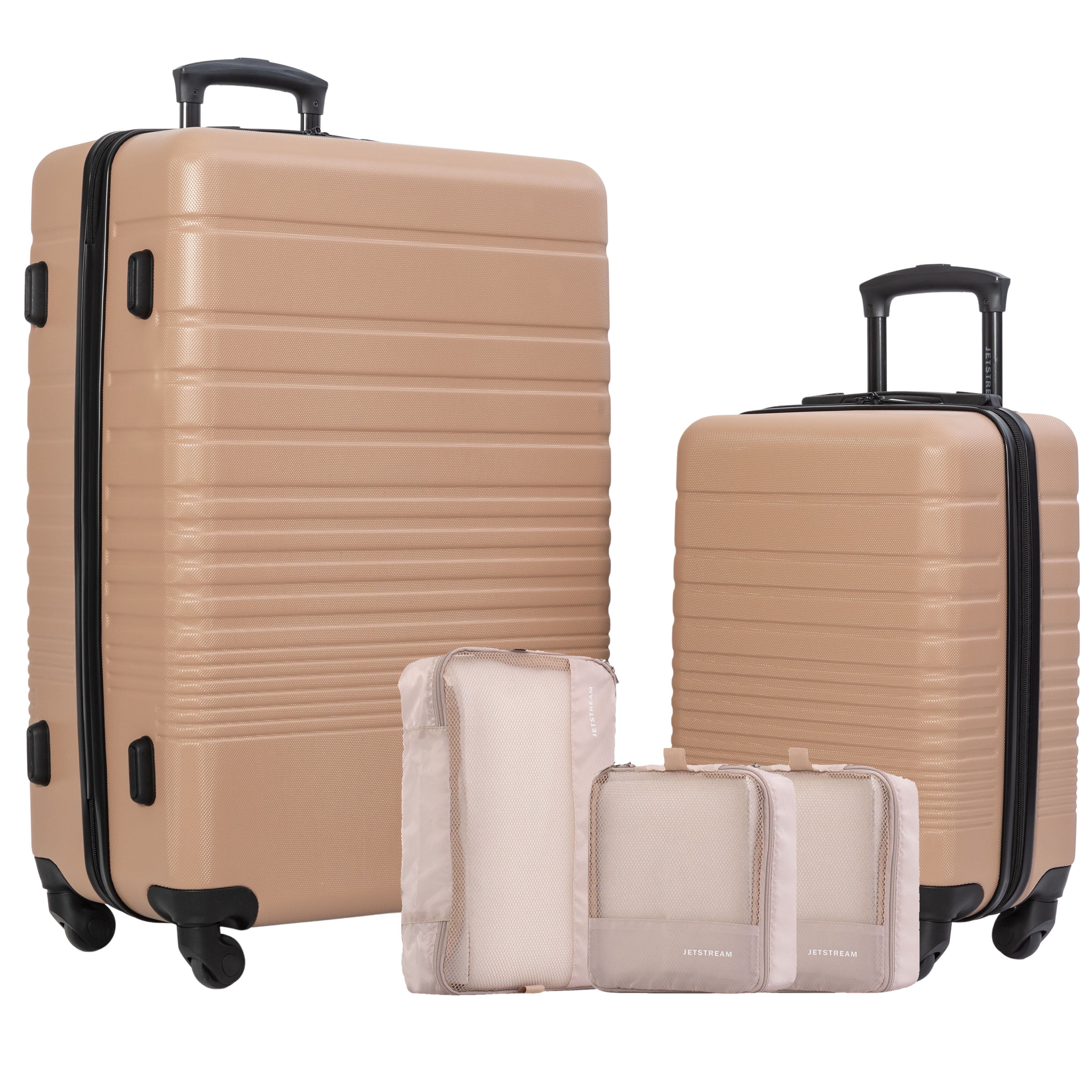 Jetstream 2-Piece Hardside Luggage Set, 20/28 in, with 3 Packing Cubes, Mocha