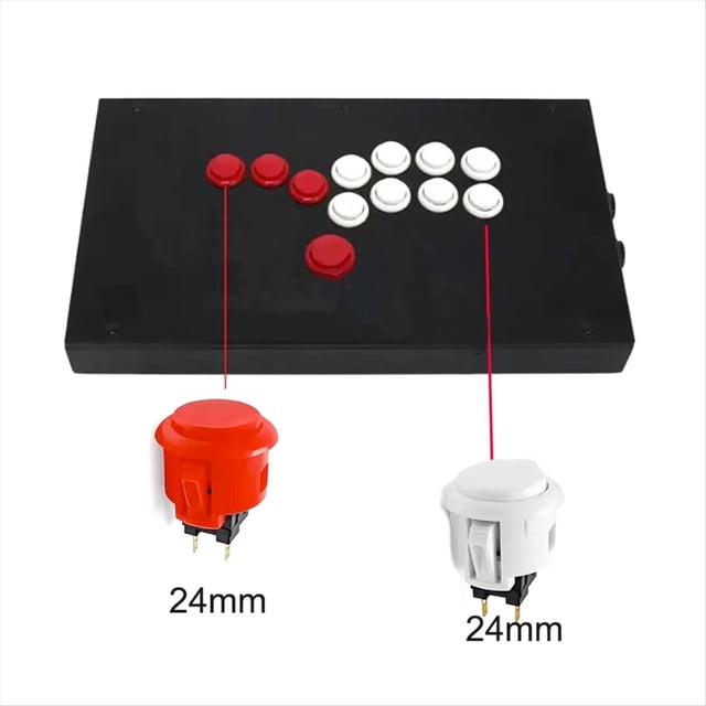 10 Pcs Boutons d'Arcade 24 mm Boutons d'Arcade Réactifs pour Amateurs de Jeux Rouge