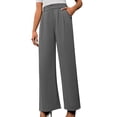 thumbnail image 1 of Timegard Work Pants for Women Casual Office Loose Pants Fall Ruched Straight Leg High Waist Trousers, 1 of 7