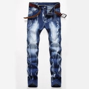 RKSTN Pants for Men Fall Jeans New Fashion Have Pockets Button Zipper Personality Denim Trend Jeans Loose Trousers Straight Leg Pants