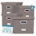 thumbnail image 2 of Internet's Best Collapsible File Storage Organizer with Lid - Decorative Linen Filing & Storage Office Box – Hanging Letter/Legal Folder – Home Office Bins Cabinet – Grey Container - 4 Pack, 2 of 4