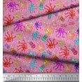 thumbnail image 2 of Soimoi Poly Georgette Fabric Dot,Octopus & Jellyfish Ocean Print Fabric by The Yard 42 Inch Wide, 2 of 3