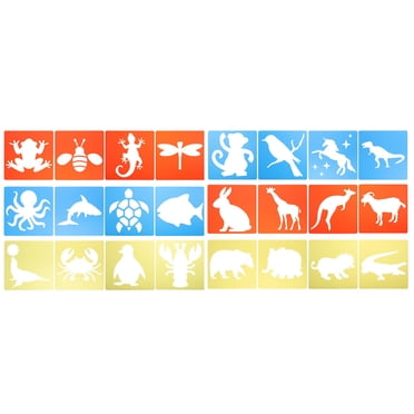 24 Pcs Pochoirs de Craie pour Trottoir Pochoirs en Forme d'Animaux Pochoir de Peinture Lavable