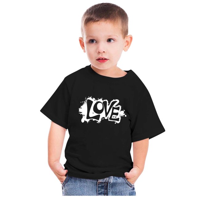 EGNMCR Blouses & Chemises à Manches Courtes Col Rond pour Tout-Petits Garçons Filles Mode Mignon Col Rond Imprimé Haut à Manches Courtes Blouse Fille