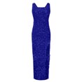 thumbnail image 4 of EQWLJWE Robe Longue pour Femmes Femmes Mode Bretelles à Franges Paillettes Aguichant Fente Fente Robes Longues Sans Manches Encolure Carrée Robes à la Cheville, 4 of 6