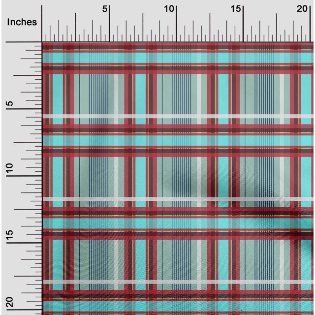 oneOone Cotton Cambric Fabric Madras Check Decor Fabric Printed BTY 56 Inch Wide