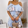 thumbnail image 4 of Fridja Femmes Été Casual Imprimé Volants Chemisier Manches Courtes Fronde Robe Ample, 4 of 6