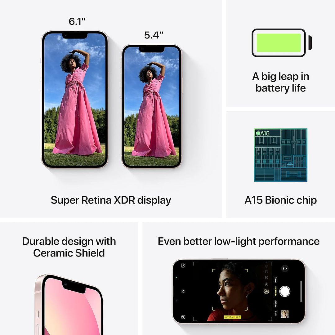 Apple iPhone 13, 128GB, Pink - Unlocked - Certified Refurbished
