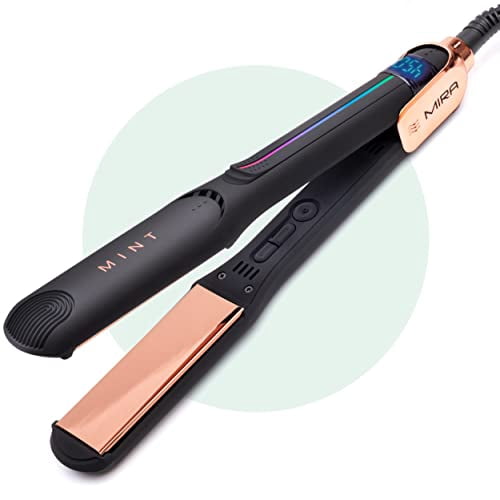 Fer à Lisser en Titane MIRA de Série Professionnelle pour Cheveux Épais et Fins | Fer à Lisser à Passage Unique Puissant | Fer à Lisser et Fer à Boucler en Un | Fer Plat de 1 1/4 Pouce par MINT