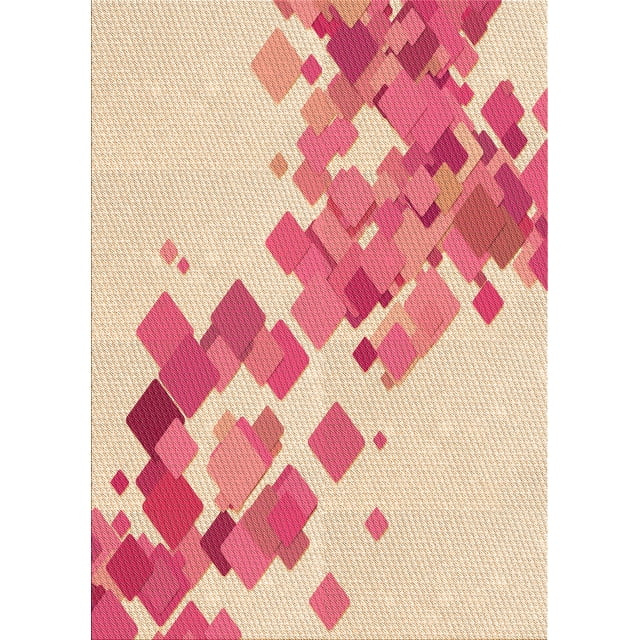 Ahgly Company Machine Washable Indoor Rectangle Transitional Deep Peach Orange Area Rugs, 3' x 5'