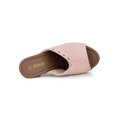 thumbnail image 4 of BLISSFUL STEP Women's Shoes Platform Chunky Heels Open Toe Rivet Faux Suede Slides Sandals Dust Pink 5.5, 4 of 7